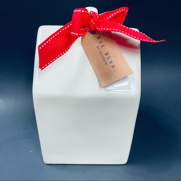 NWT Rae Dunn Rare Stamped Nest HTF Ceramic White Birdhouse Style 150 Red Ribbon - Picture 5 of 10